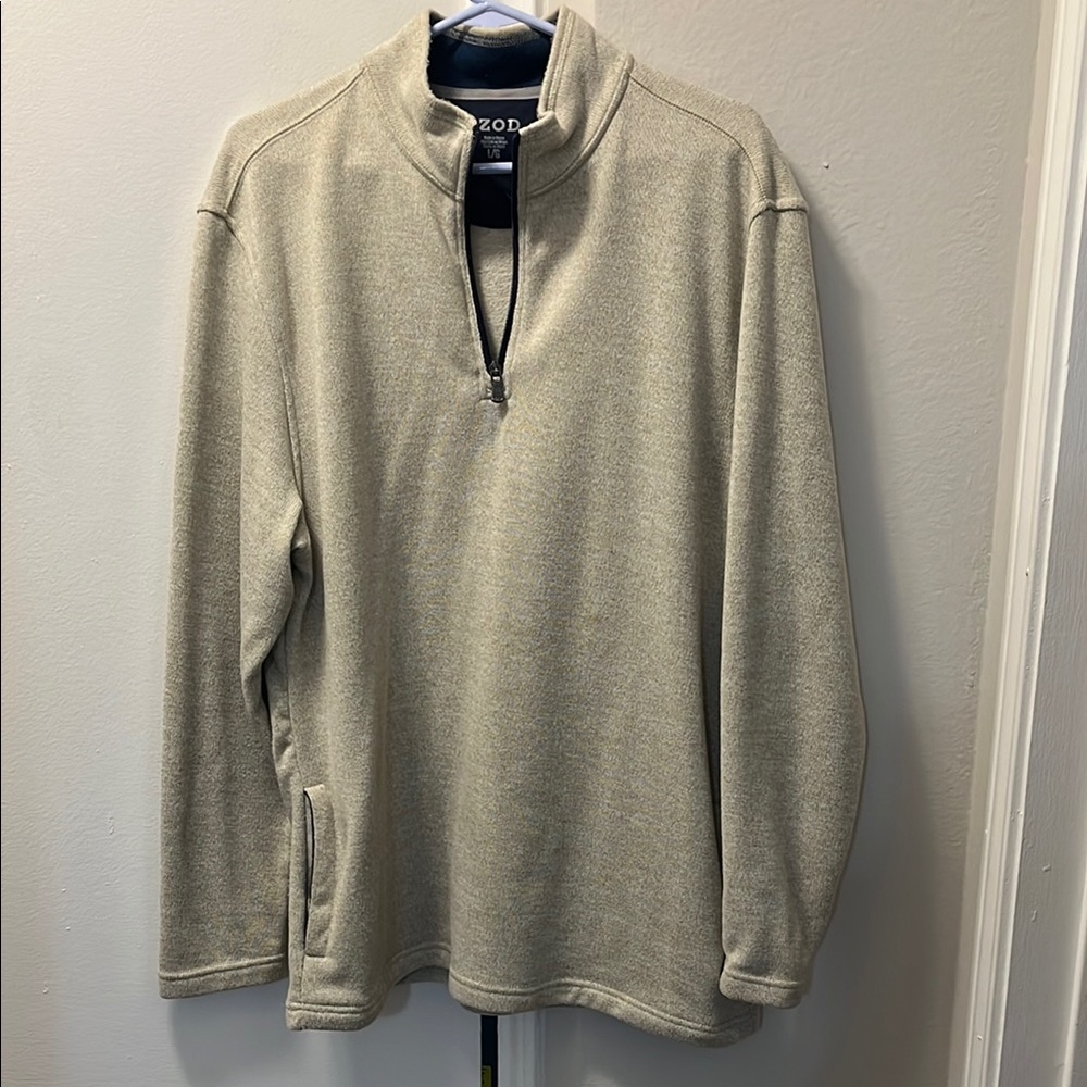 Izod Cream Zip Up Quarter Zip w Pockets